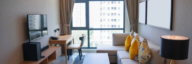 Cozy Living Room Interior With Panoramic Window